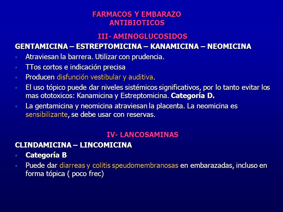 Antibioticos que se pueden utilizar durante el embarazo